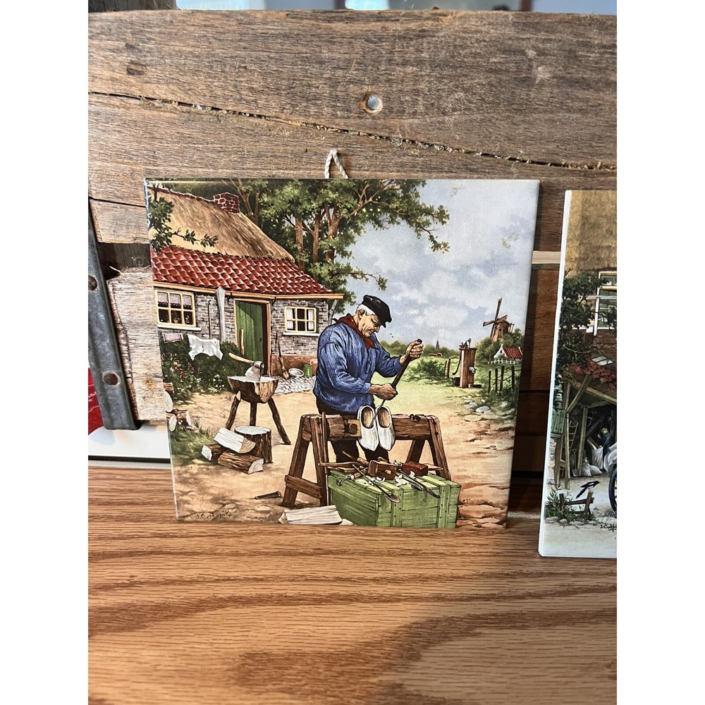 Royal MOSA Ceramic Tiles Dutch Holland 2 6"x6" Cobbler Wagon Horse Windmill - Picture 2 of 6
